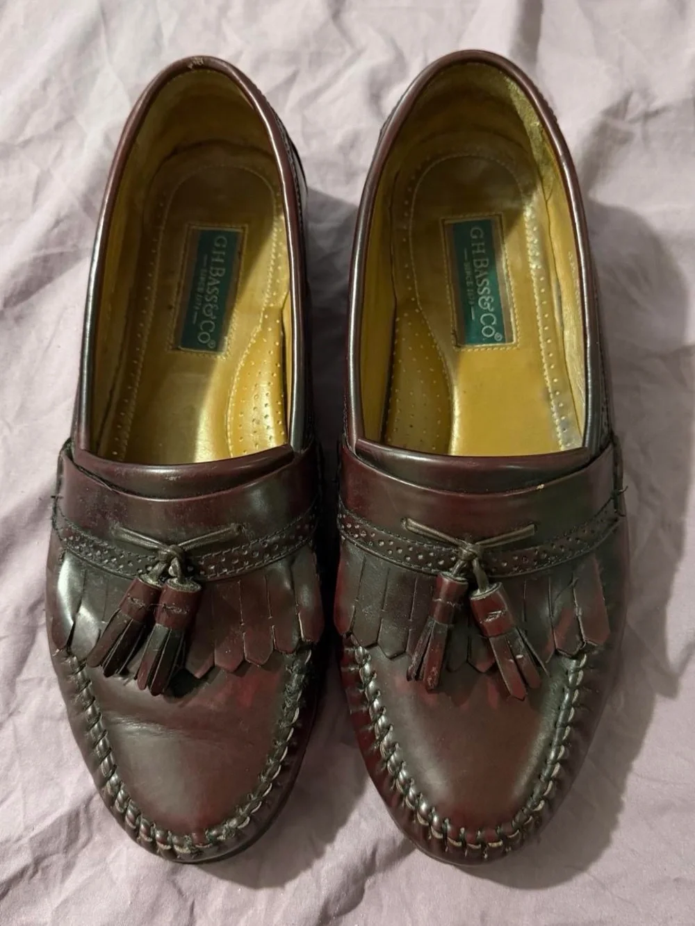 Men’s G.H. Bass Weejuns Tassell Burgundy Leather Loafers Size 10